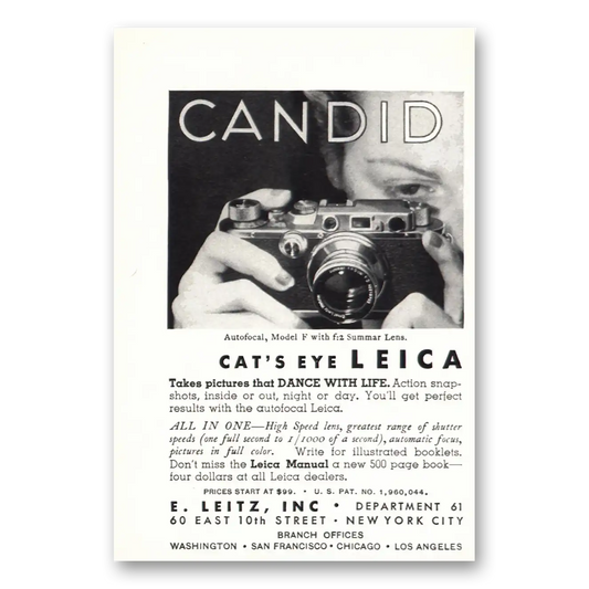 1935 Leica Cameras Camera Candid Cats Eye Vintage Magazine Print Ad