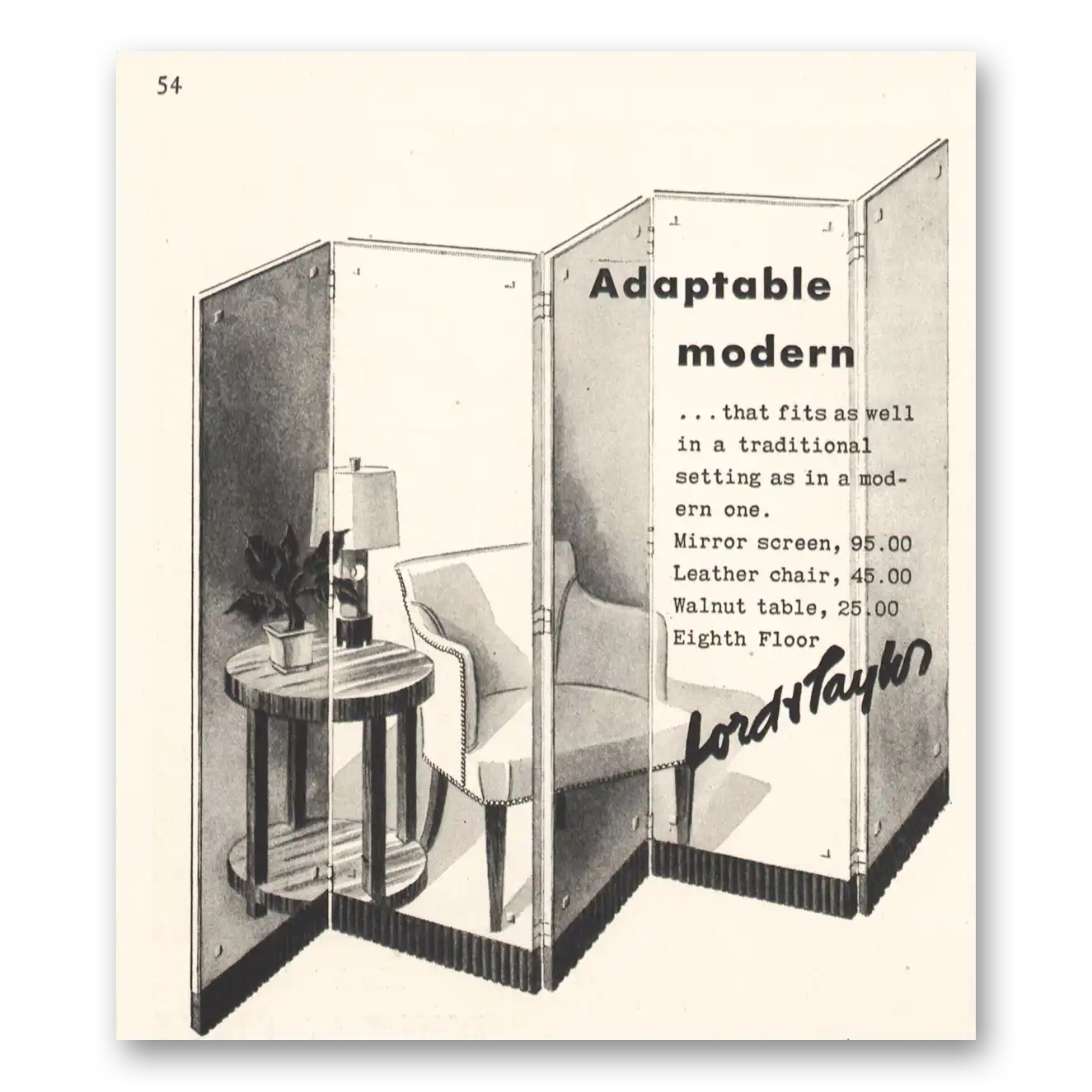 1935 Lord & Taylor Adaptable Modern Leather Chair Vintage Magazine Print Ad