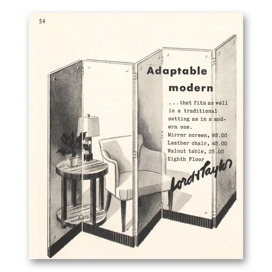 1935 Lord & Taylor Adaptable Modern Leather Chair Vintage Magazine Print Ad