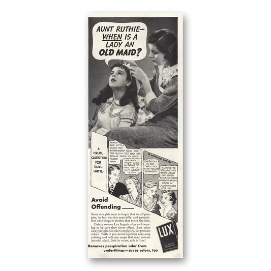 1935 Lux Soap When Is Lady Old Maid Vintage Magazine Print Ad