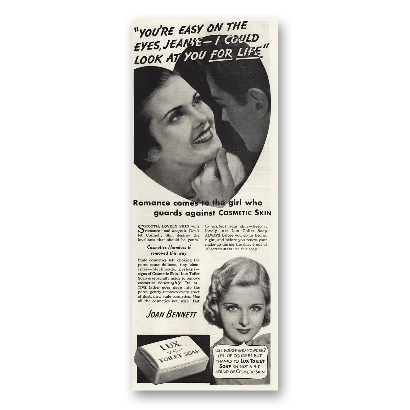 1935 Lux Soap Joan Bennett Vintage Magazine Print Ad