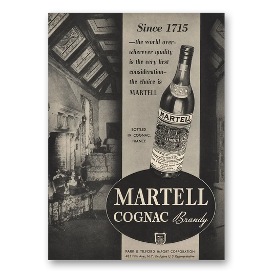 1935 Martell Cognac Brandy Since 1715 World Over Vintage Magazine Print Ad