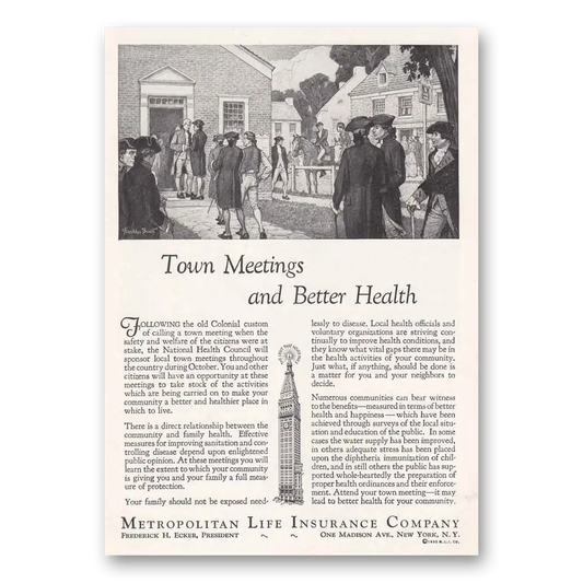 1935 Metropolitan Life Insurance Town Meetings and Better Health Vintage Magazine Print Ad