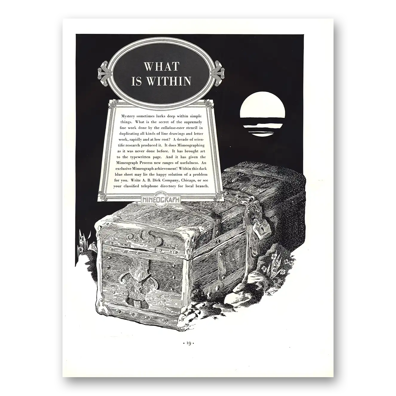 1935 Mimeograph Mystery Sometimes Lurks Deep Within Vintage Magazine Print Ad