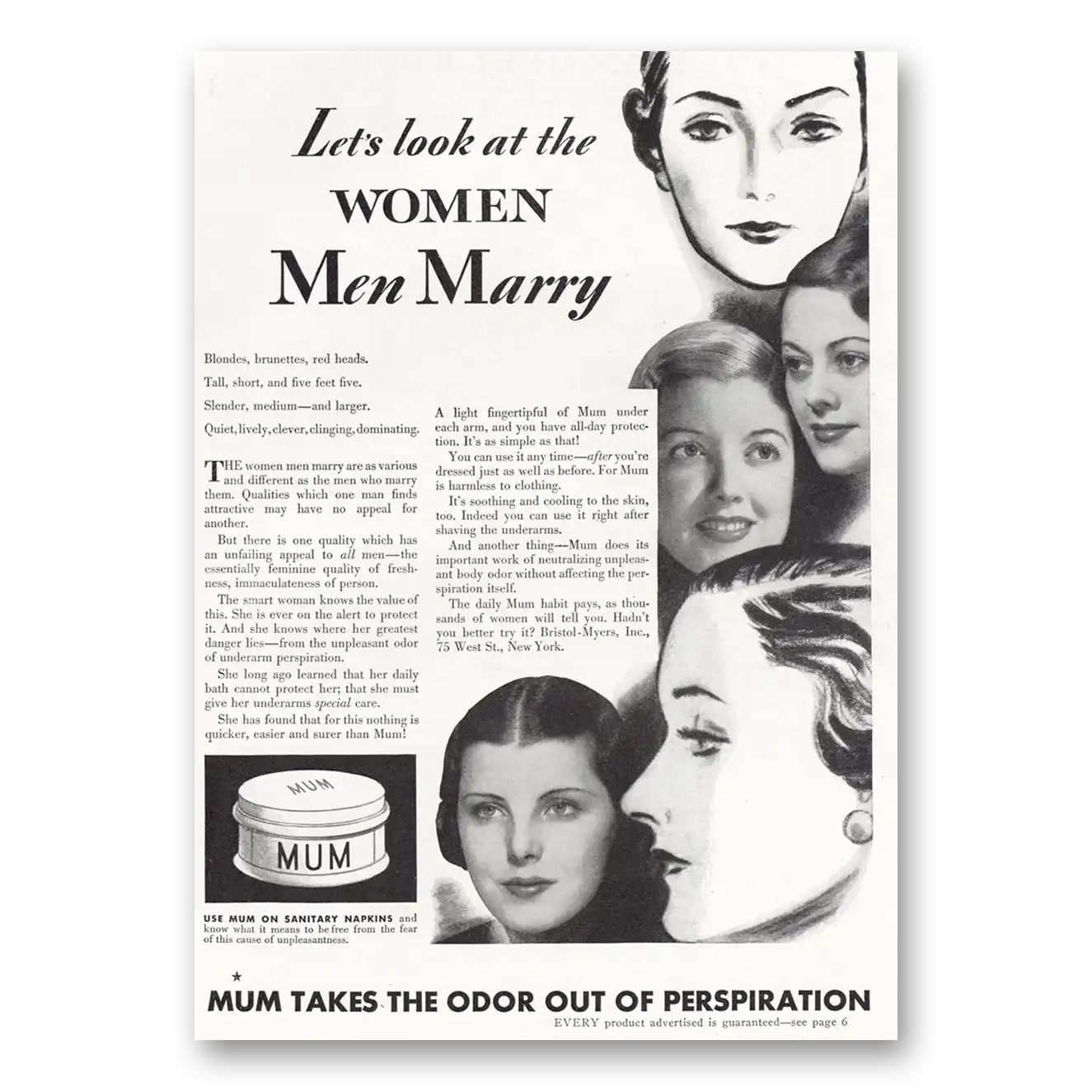 1935 Mum Deoderant Lets Look at the Women Men Marry Vintage Magazine Print Ad