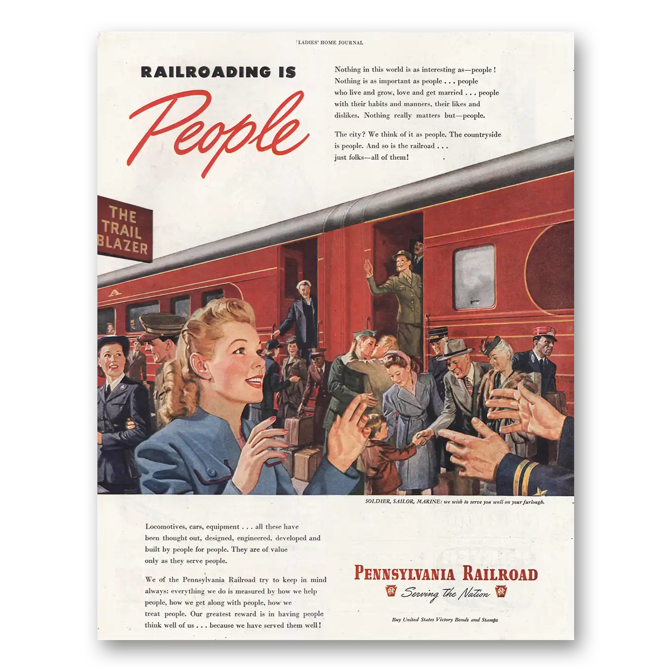 1935 Pennsylvania Railroad Railroading is People Vintage Magazine Print Ad