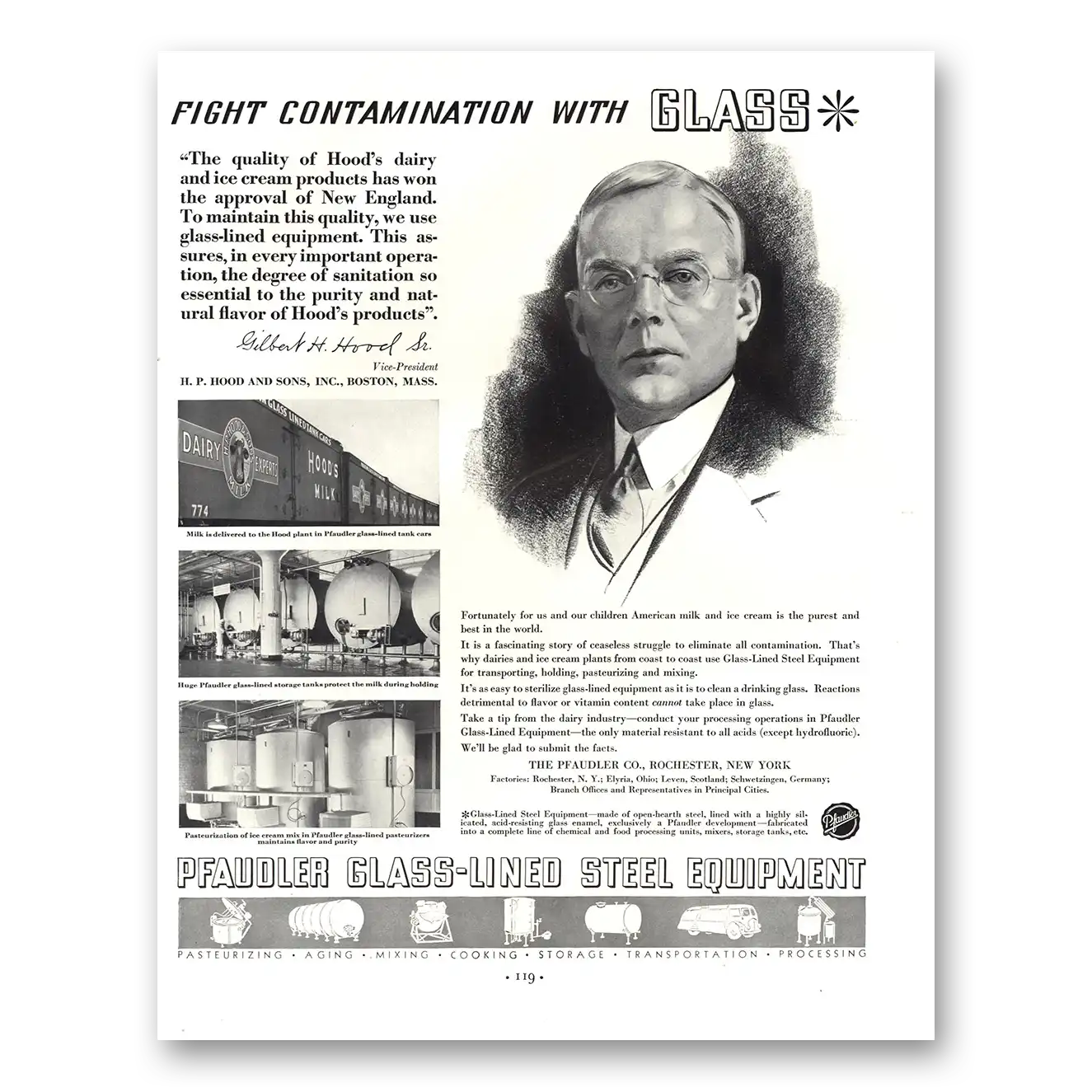 1935 Pfaudler Glass Lined Steel Equipment Fight Contamination Vintage Magazine Print Ad