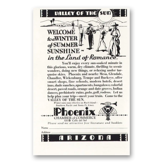 1935 Phoenix Arizona Welcome to a Winter of Summer Sunshine Vintage Magazine Print Ad