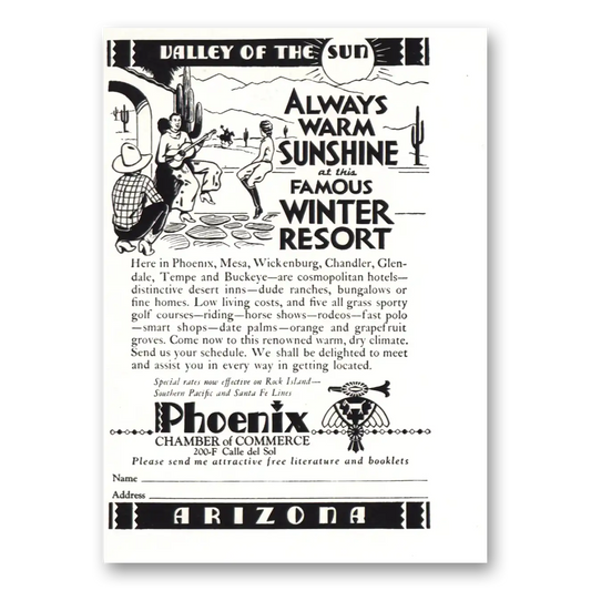 1935 Phoenix Arizona Always Warm Sunshine Vintage Magazine Print Ad