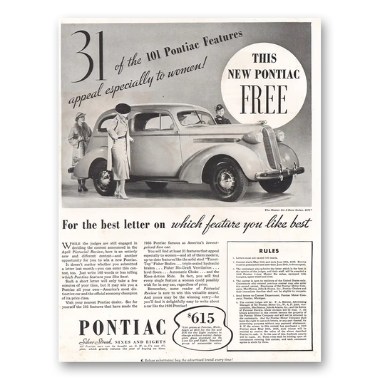 1935 Pontiac Which Feature You Like Best Vintage Magazine Print Ad