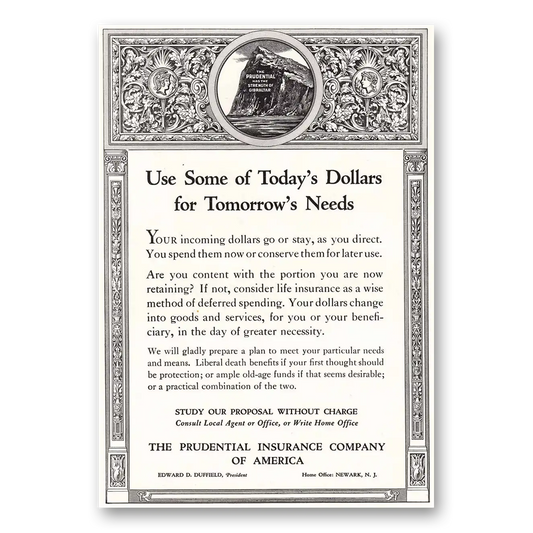 1935 Prudential Insurance Todays Dollars Vintage Magazine Print Ad