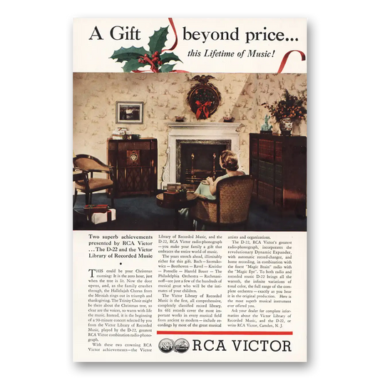 1935 RCA Victor Radios Victor D 22 Library of Recorded Music Vintage Magazine Print Ad