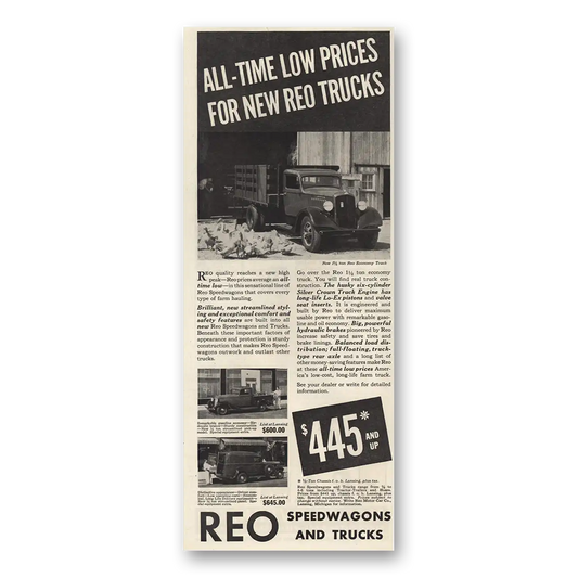 1935 Reo Trucks Speedwagons and Trucks Vintage Magazine Print Ad