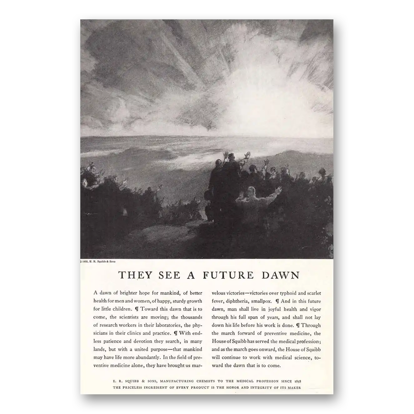 1935 Squibb They See a Future Dawn Vintage Magazine Print Ad