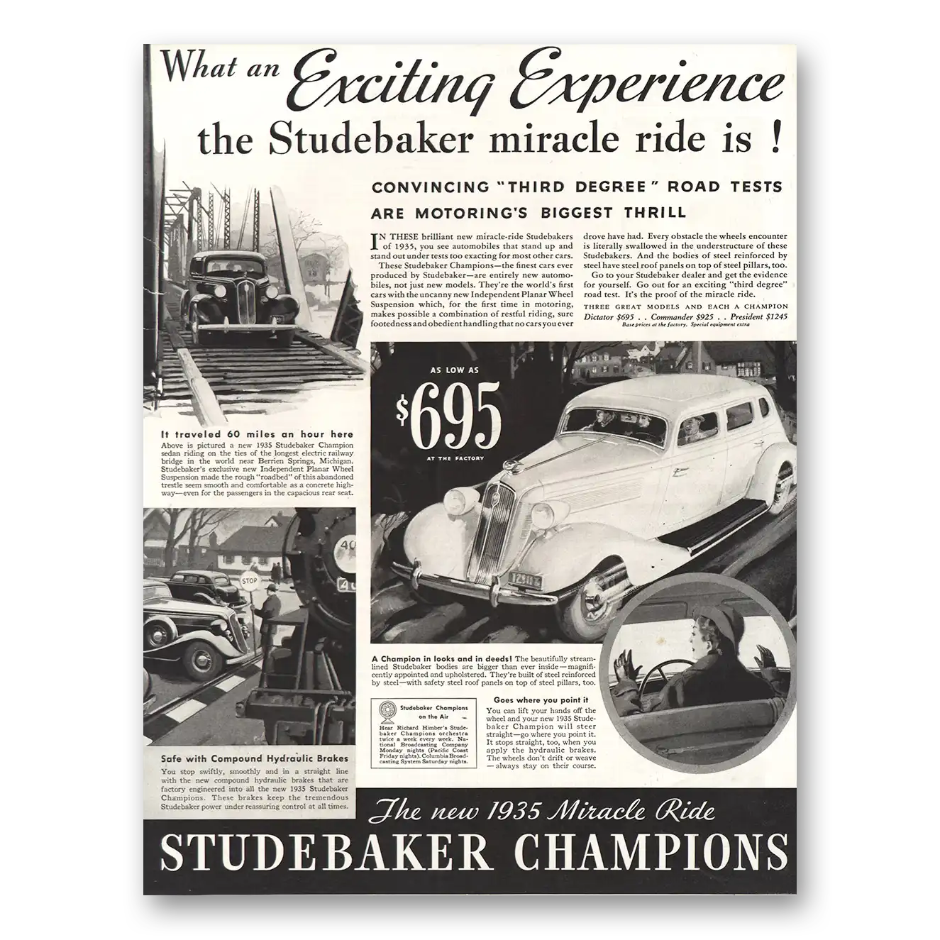 1935 Studebaker Commander Exciting Experience Vintage Magazine Print Ad