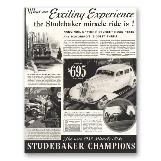 1935 Studebaker Commander Exciting Experience Vintage Magazine Print Ad