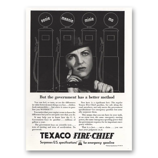 1935 Texaco Fire Chief Gasoline Eenie Meenie Minie Mo Vintage Magazine Print Ad