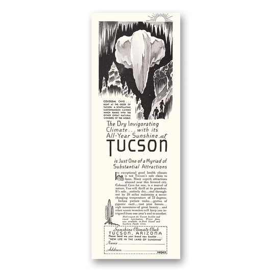 1935 Tucson Arizona Colossal Cave Vintage Magazine Print Ad