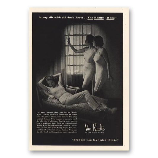 1935 Van Raalte Lingerie Woolly Wyns Old Jack Frost Vintage Magazine Print Ad