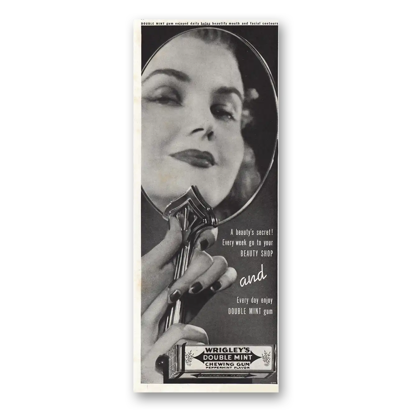 1935 Wrigleys Double Mint Chewing Gum Beautys Secret Vintage Magazine Print Ad