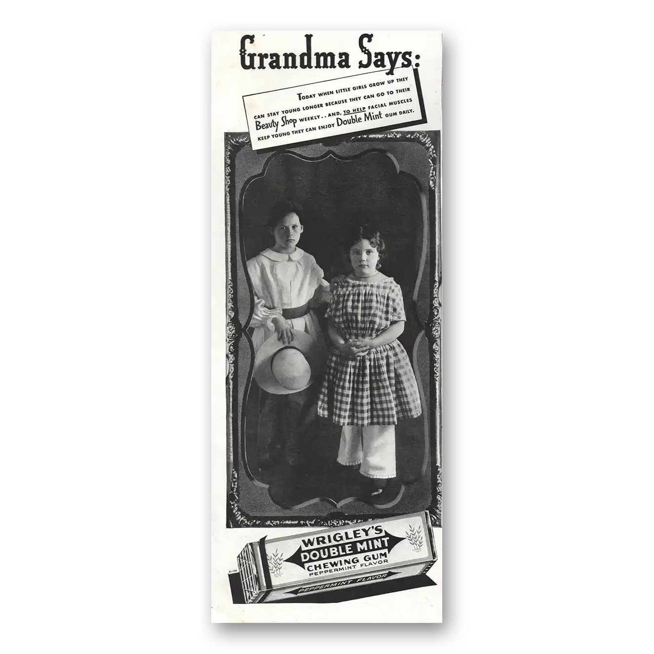 1935 Wrigleys Double Mint Chewing Gum Grandma Says Vintage Magazine Print Ad