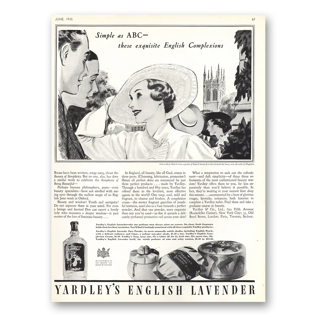 1935 English Lavender Simple As ABC Vintage Magazine Print Ad