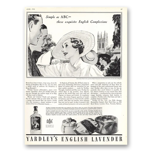 1935 English Lavender Simple As ABC Vintage Magazine Print Ad