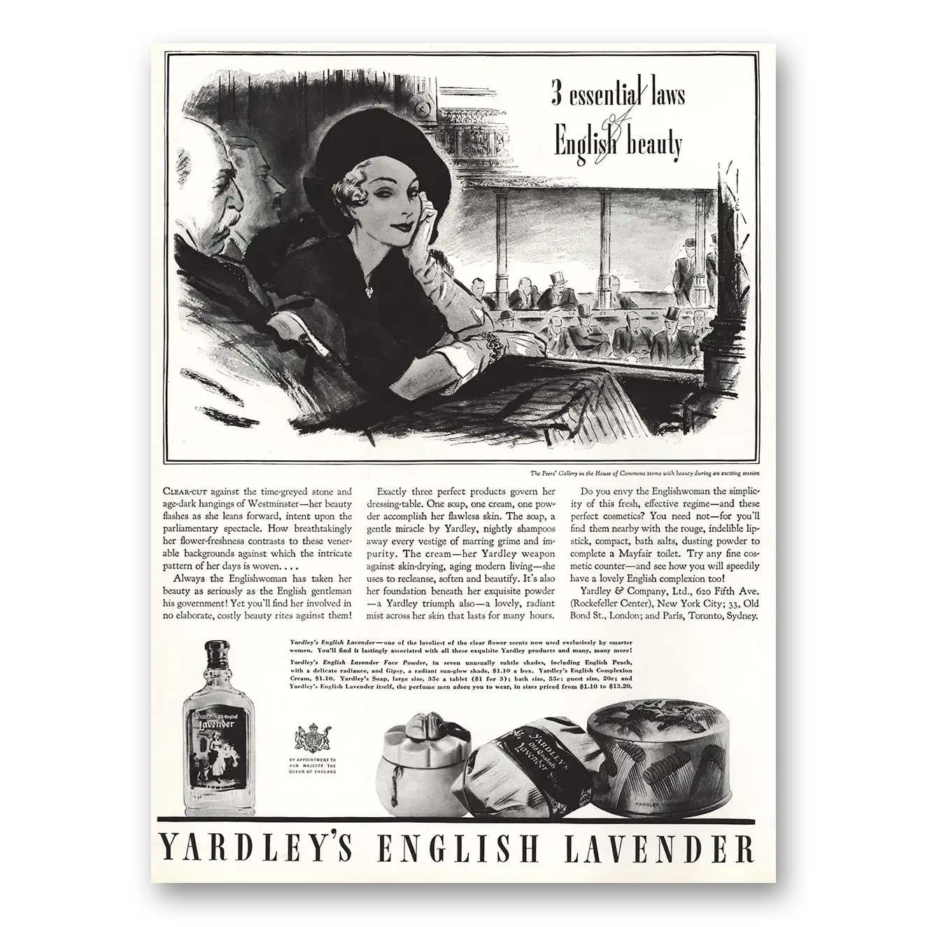 1935 English Lavender 3 Essential Laws Vintage Magazine Print Ad