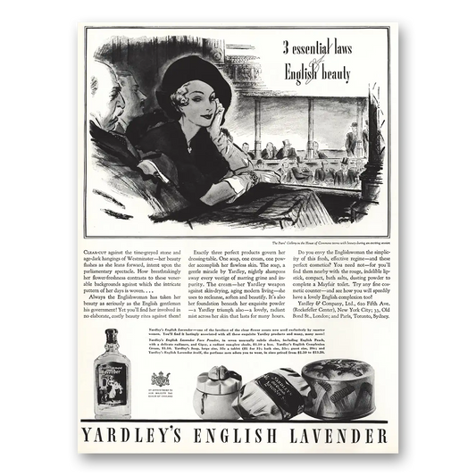 1935 English Lavender 3 Essential Laws Vintage Magazine Print Ad