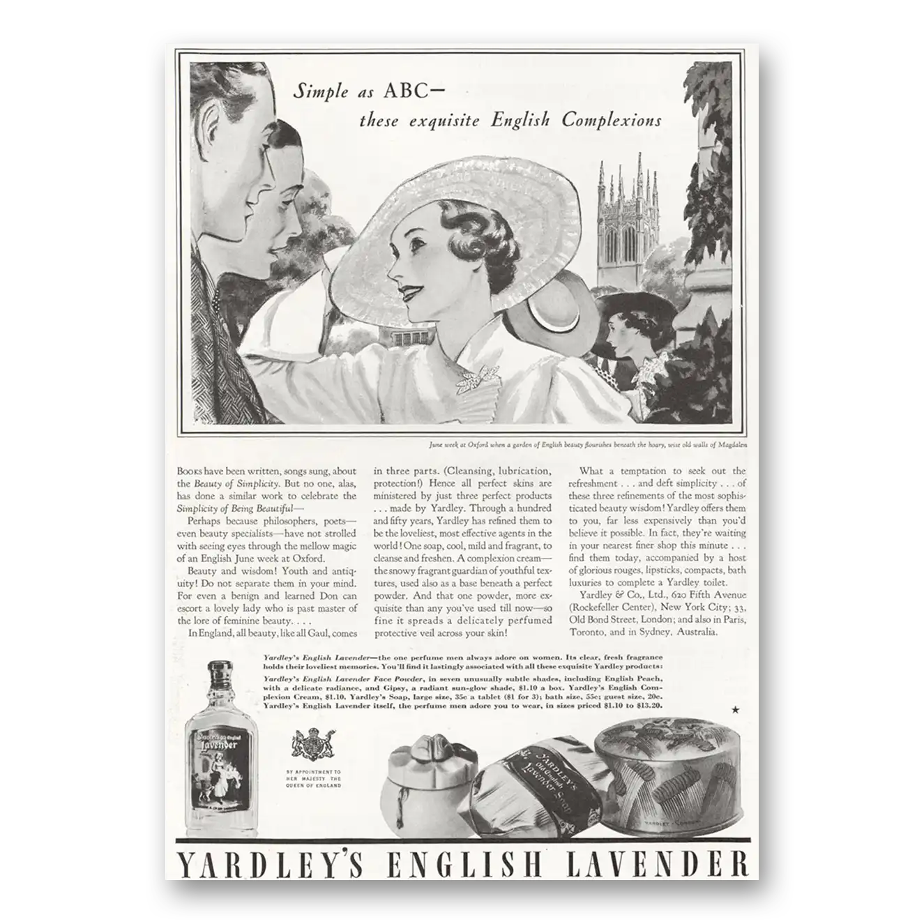 1935 English Lavender Simple as ABC Vintage Magazine Print Ad