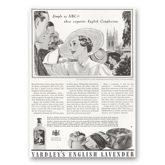 1935 English Lavender Simple as ABC Vintage Magazine Print Ad