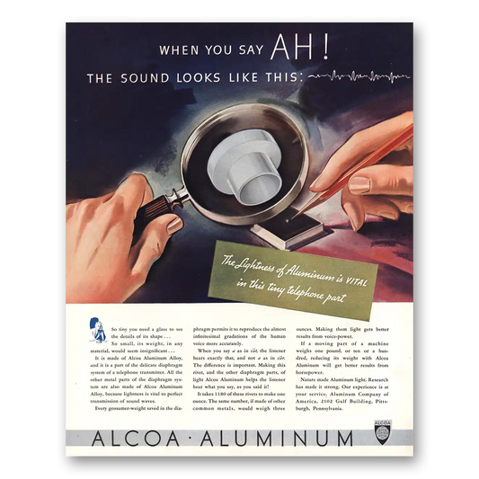 1936 Alcoa When You Say Ah Sound Looke Like This Vintage Magazine Print Ad