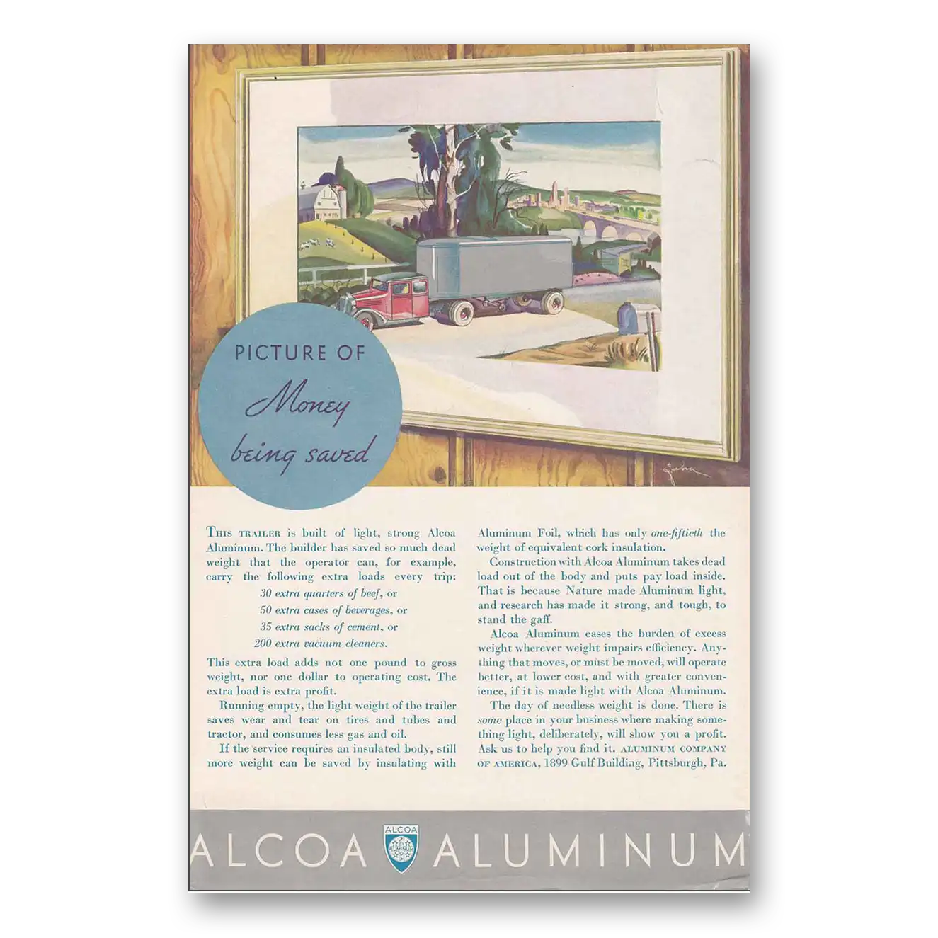 1936 Alcoa Picture of Money Being Saved Vintage Magazine Print Ad