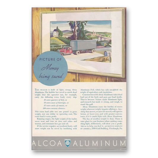 1936 Alcoa Picture of Money Being Saved Vintage Magazine Print Ad