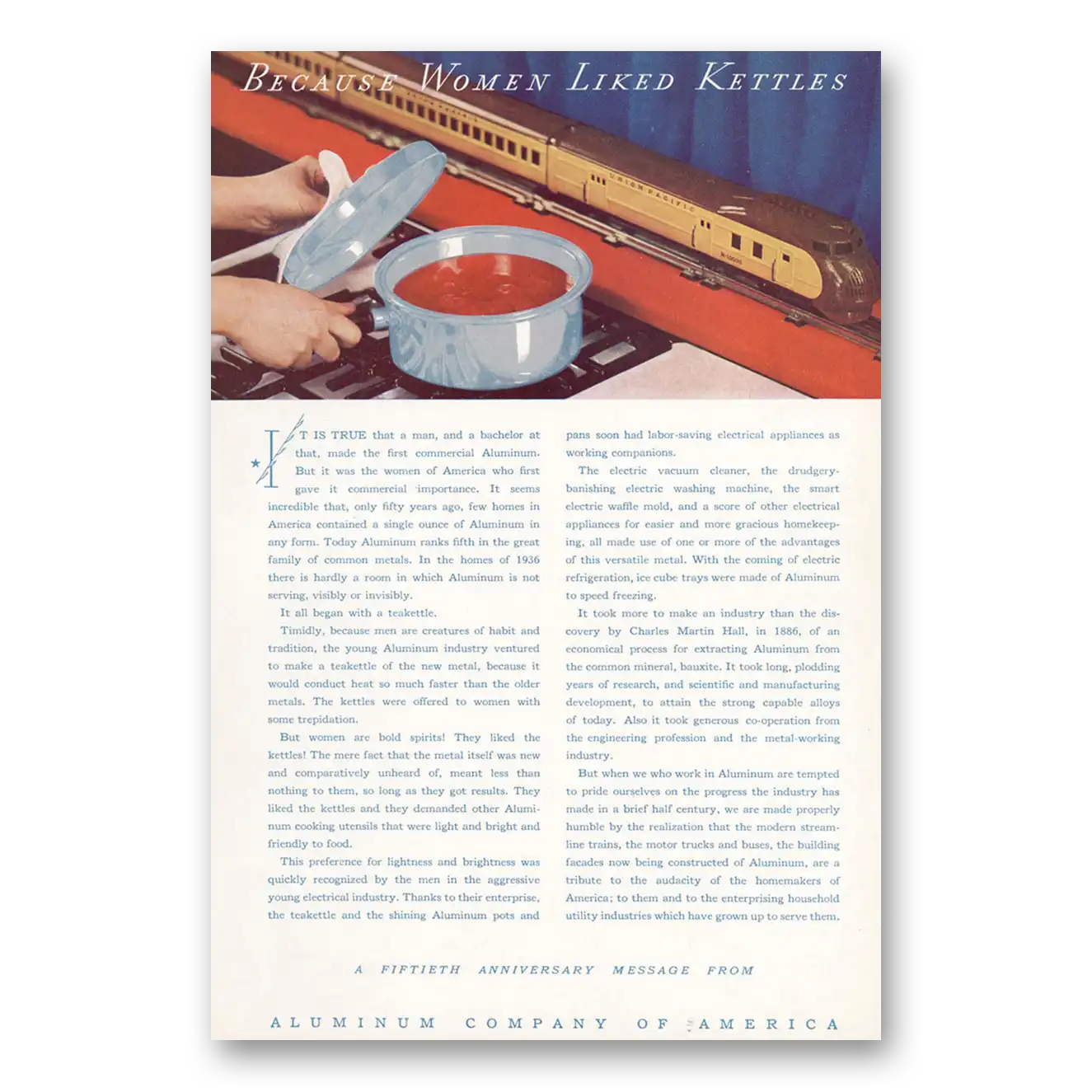 1936 Alcoa Because Women Liked Kettles Vintage Magazine Print Ad