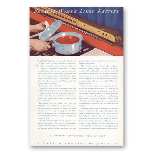 1936 Alcoa Because Women Liked Kettles Vintage Magazine Print Ad