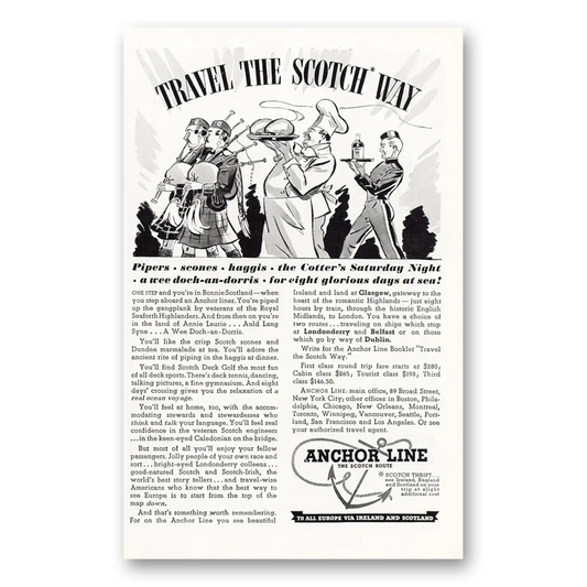 1936 Anchor Line Travel the Scotch Way Vintage Magazine Print Ad