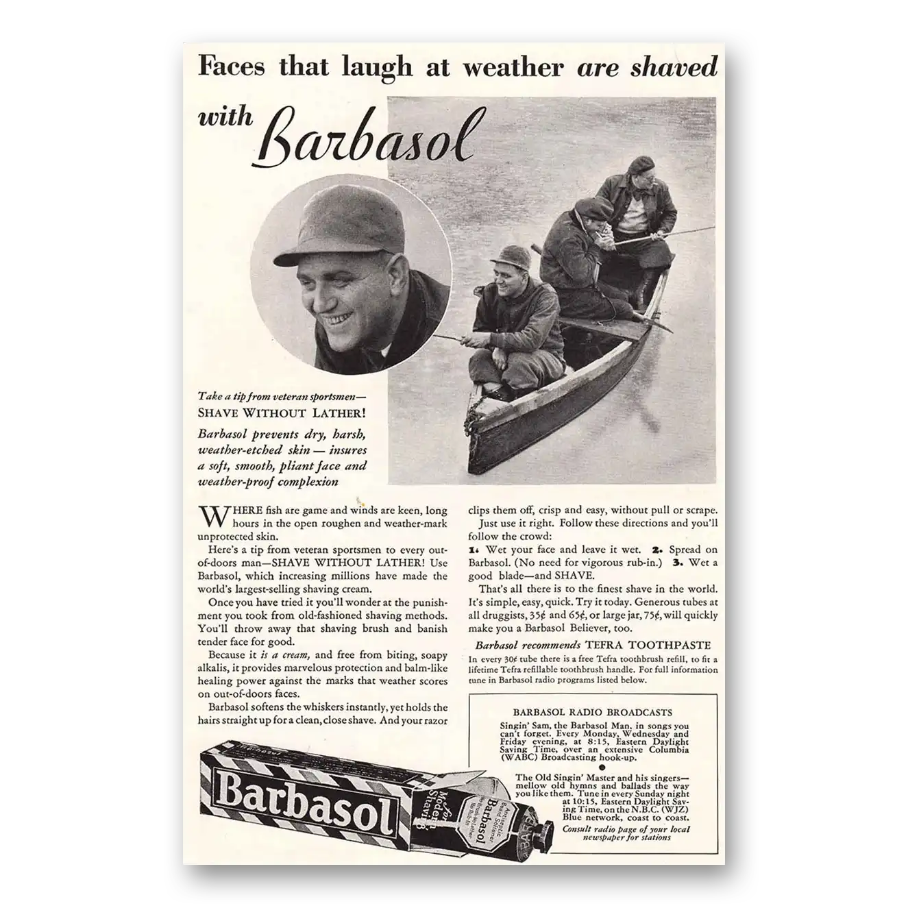 1936 Barbasol Shaving Cream Faces That Laugh Vintage Magazine Print Ad