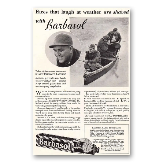 1936 Barbasol Shaving Cream Faces That Laugh Vintage Magazine Print Ad