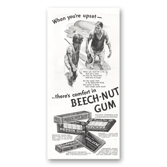 1936 Beech Nut Gum When You Reach for a Lily and Get a Bath Vintage Magazine Print Ad