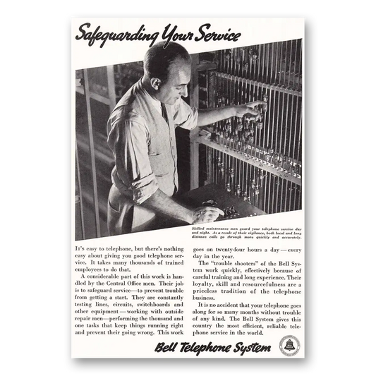 1936 Bell Telephone Safeguarding Your Service Vintage Magazine Print Ad