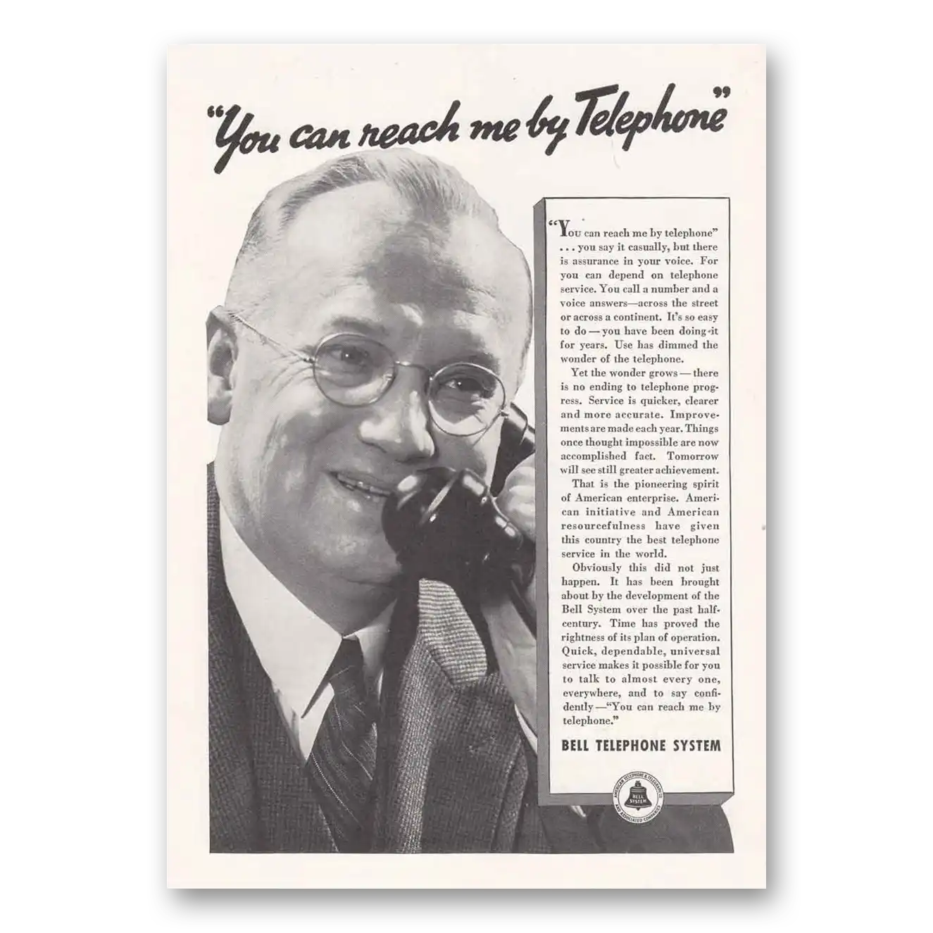 1936 Bell Telephone You Can Reach Me by Telephone Vintage Magazine Print Ad