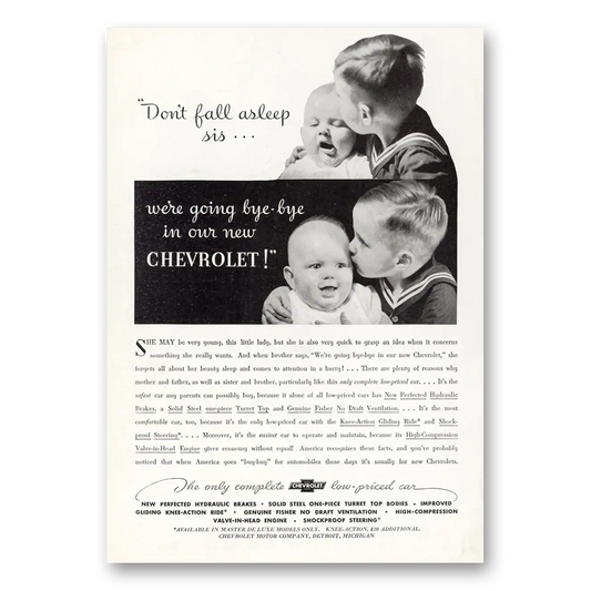 1936 Chevrolet Don’t Fall Asleep Sis Vintage Magazine Print Ad