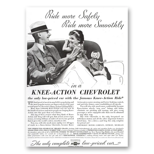 1936 Chevrolet Ride More Safely Knee Action Vintage Magazine Print Ad