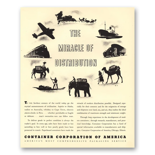 1936 Container Corporation of America Miracle of Distribution Vintage Magazine Print Ad