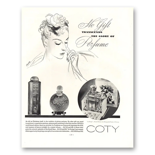 1936 Coty Perfume No Gift Transcends Glory of Perfume Vintage Magazine Print Ad