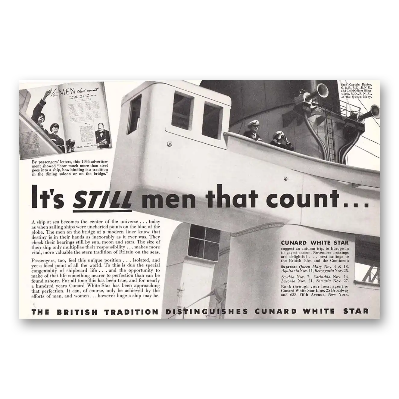 1936 White Star Line White Star Men that Count Vintage Magazine Print Ad