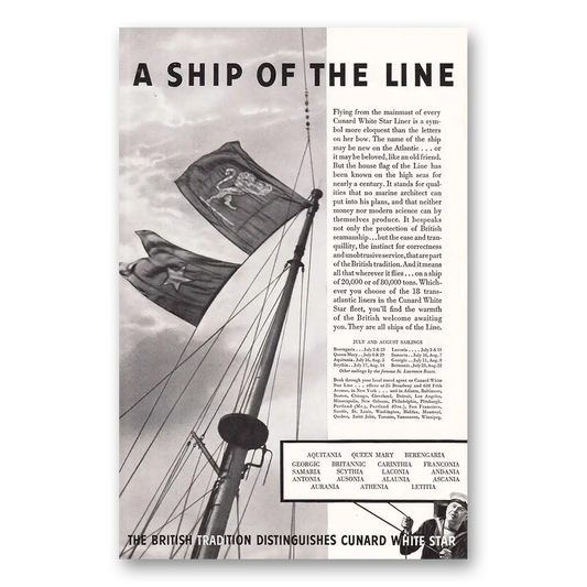 1936 White Star Line White Star Ship of the Line Vintage Magazine Print Ad