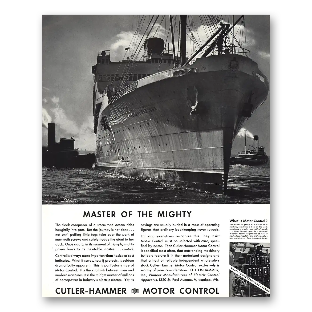 1936 Cutler Hammer Motor Control Master of the Mighty Vintage Magazine Print Ad