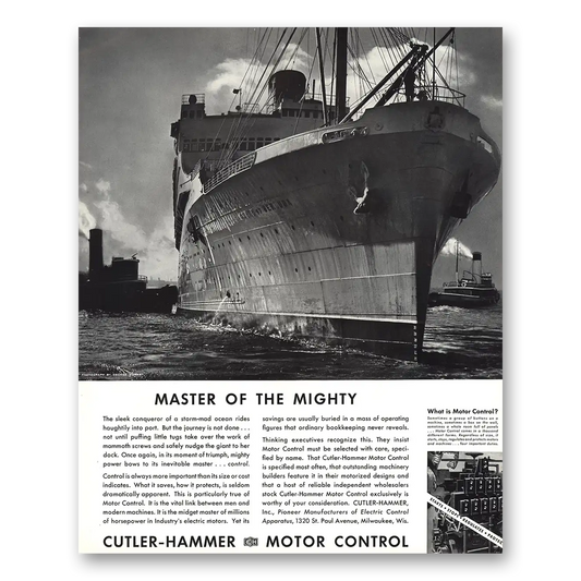 1936 Cutler Hammer Motor Control Master of the Mighty Vintage Magazine Print Ad